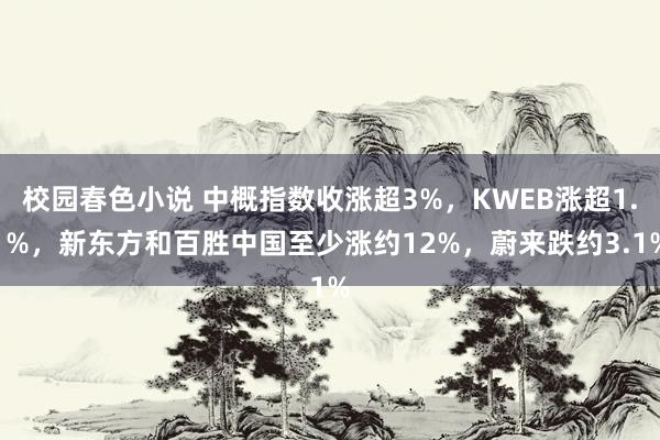 校园春色小说 中概指数收涨超3%，KWEB涨超1.1%，新东方和百胜中国至少涨约12%，蔚来跌约3.1%