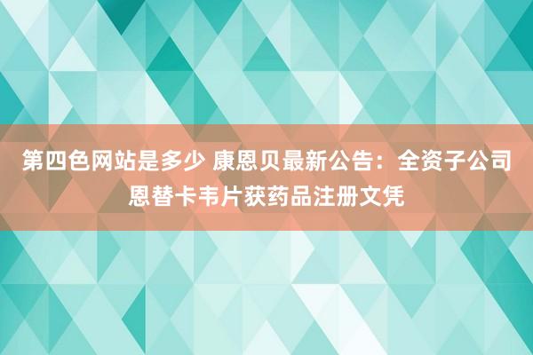 第四色网站是多少 康恩贝最新公告：全资子公司恩替卡韦片获药品注册文凭