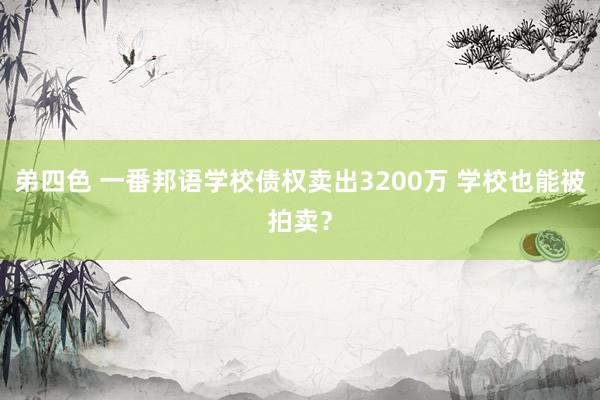 弟四色 一番邦语学校债权卖出3200万 学校也能被拍卖？